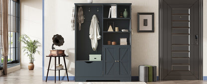 Hallway Storage Bench with Drawers Blue