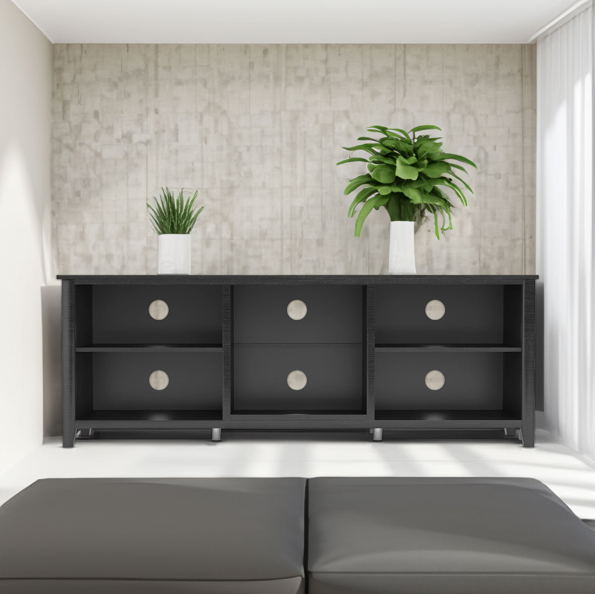 Modern Media Console TV Stand Black