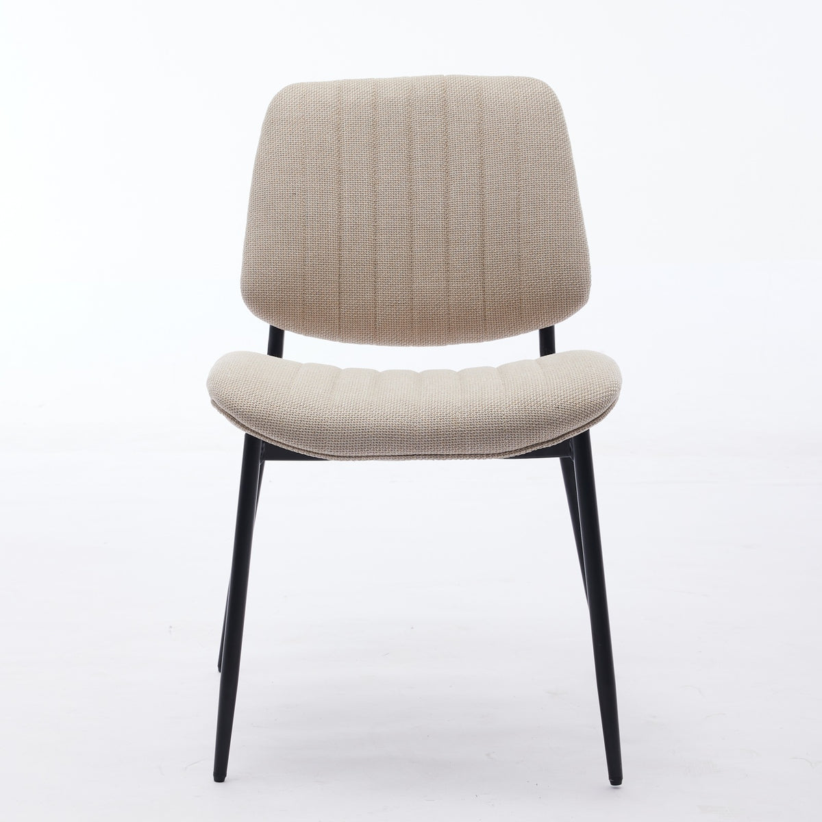 Beige 2-Piece Linen Dining Chair Set – Modern Retro Bentwood Back with Metal Legs