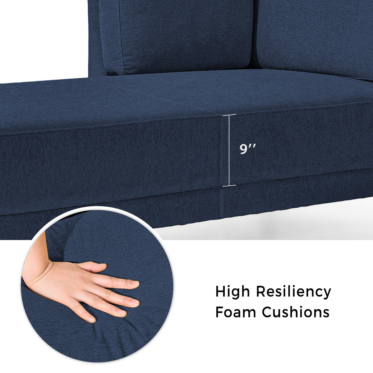 Mid-Century Linen Chaise Lounge – Blue