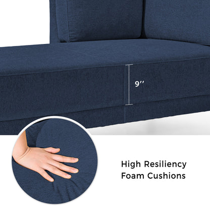 Mid-Century Linen Chaise Lounge – Blue