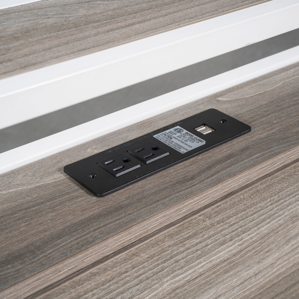Metal Platform Bed with USB Ports Brown