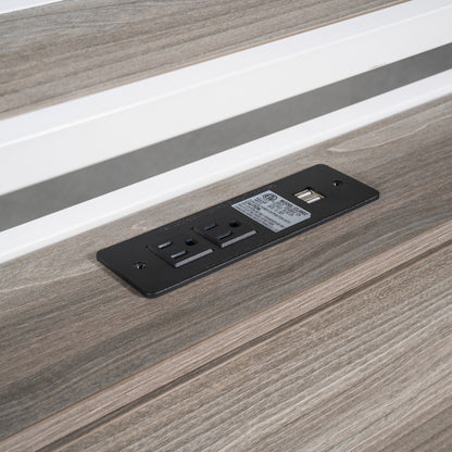 Metal Platform Bed with USB Ports Brown