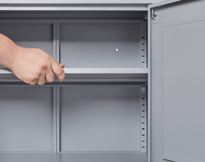 Grey Metal Kitchen Storage Cabinet with Doors