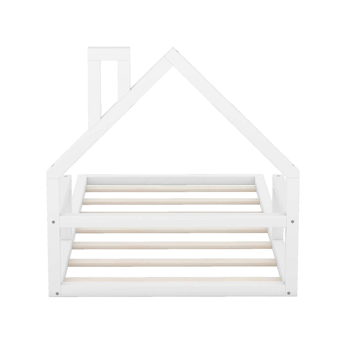Twin Platform Bed with House Frame White