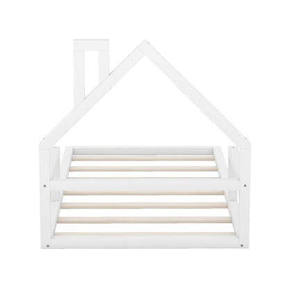 Twin Platform Bed with House Frame White