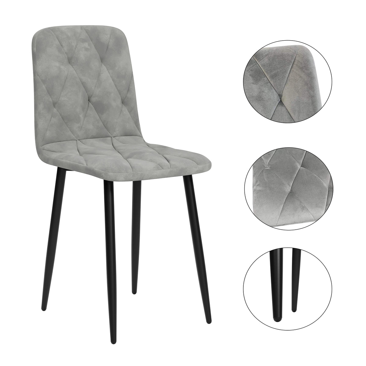 Upholstered Dining Chair Set (4 pcs) – Chrome Legs
