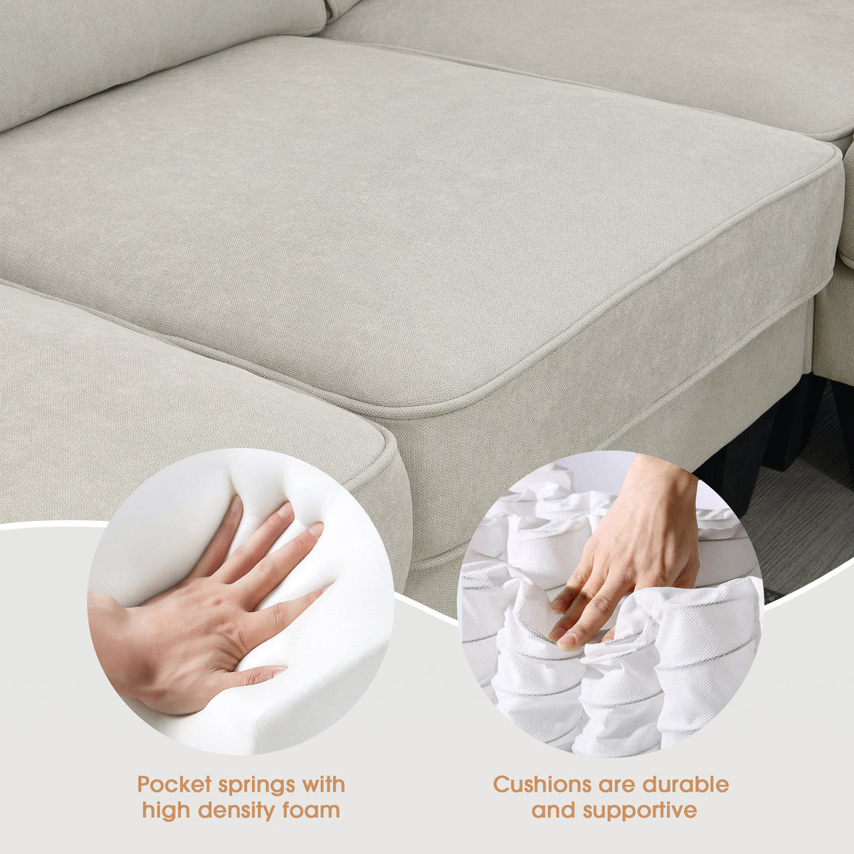 Modern Fabric Sectional Sofa – 7-Seater