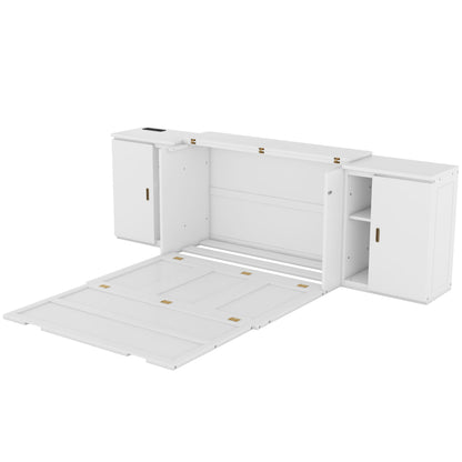 Full Size Murphy Bed with Storage and USB Ports