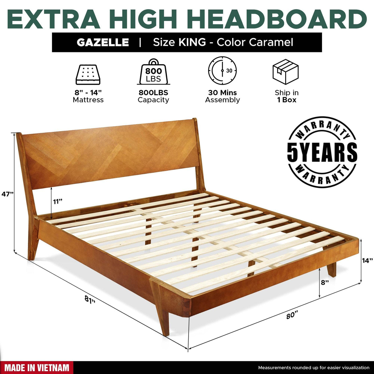Gazelle Platform Bed Frame With Headboard