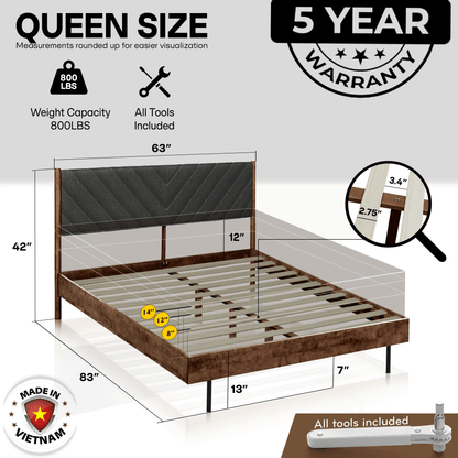 Astoria Upholstered Solid Wood Bed Frame