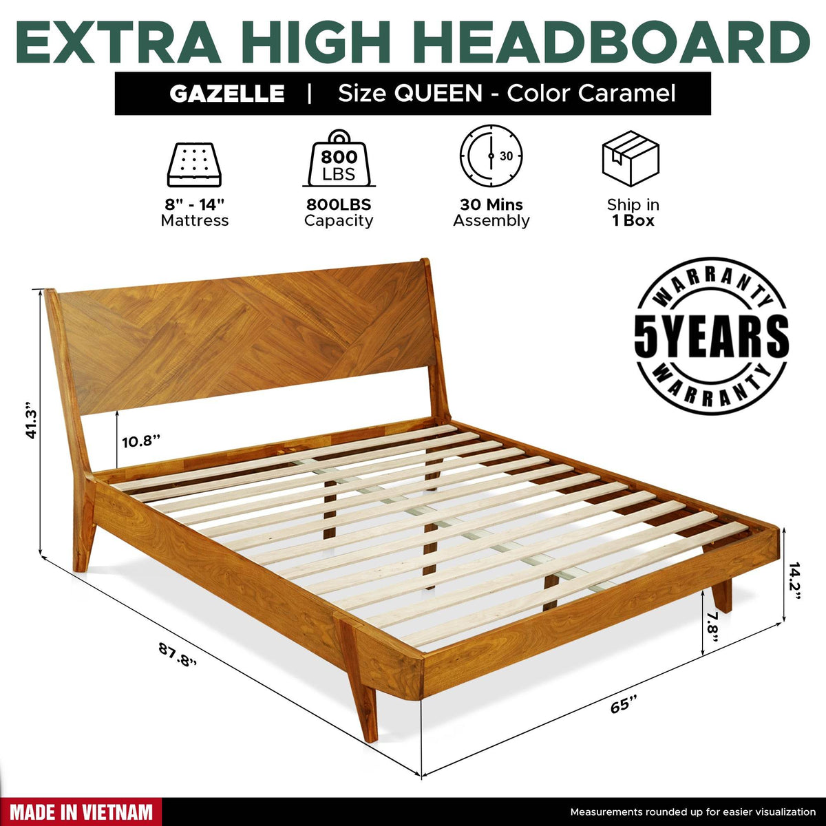 Gazelle Platform Bed Frame With Headboard