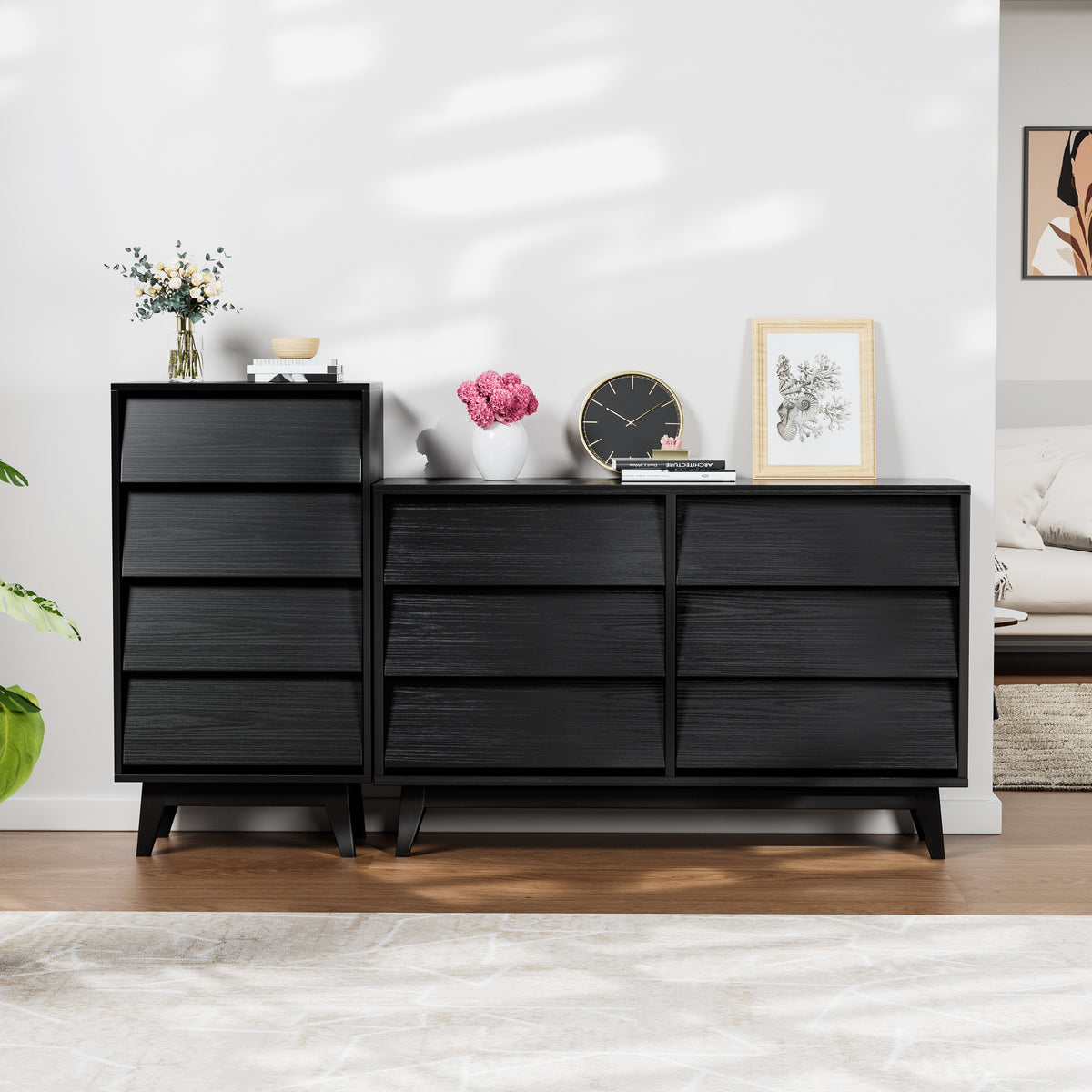 6-Drawer Double Dresser with Bevel Design