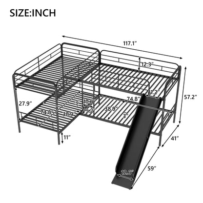Twin L-Shaped Bunk Bed Black