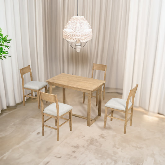 Farmhouse Counter Dining Set (5 pcs) – Brown & Beige