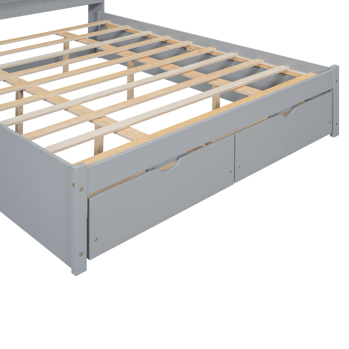 Queen Platform Bed with Storage Drawers Gray