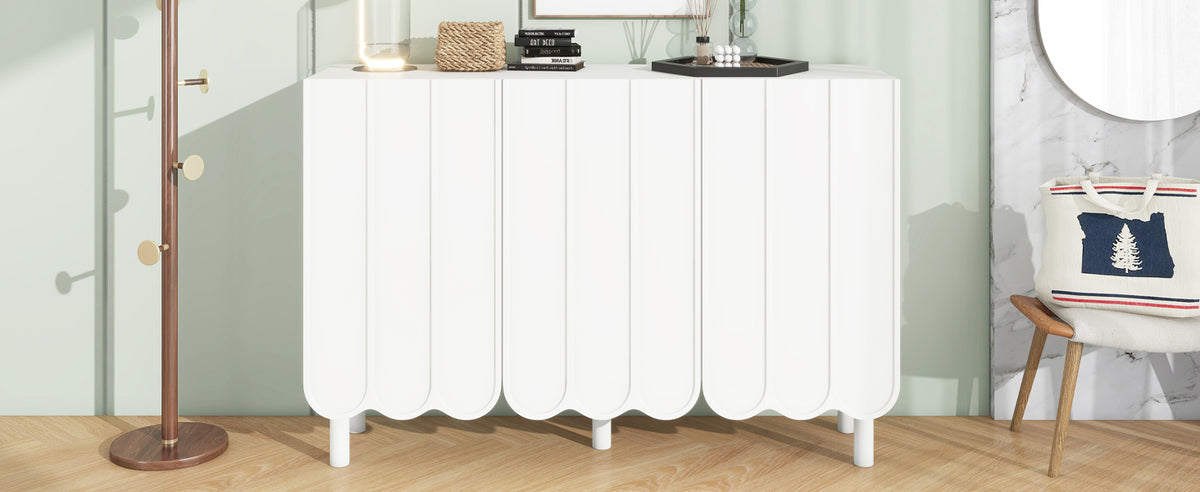 Cream Shoe Cabinet with Solid Wood Legs