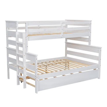 Twin-Full Bunk Bed with Trundle – White