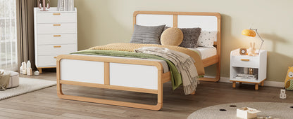 Queen Platform Bed Walnut White