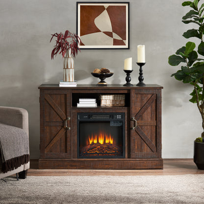 Wood Media Console TV Stand Brown