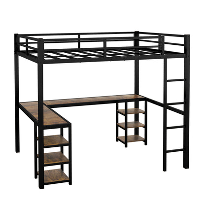 Metal Loft Bed Black