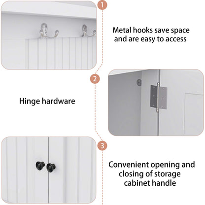 White Hall Tree Bench with Coat Hooks
