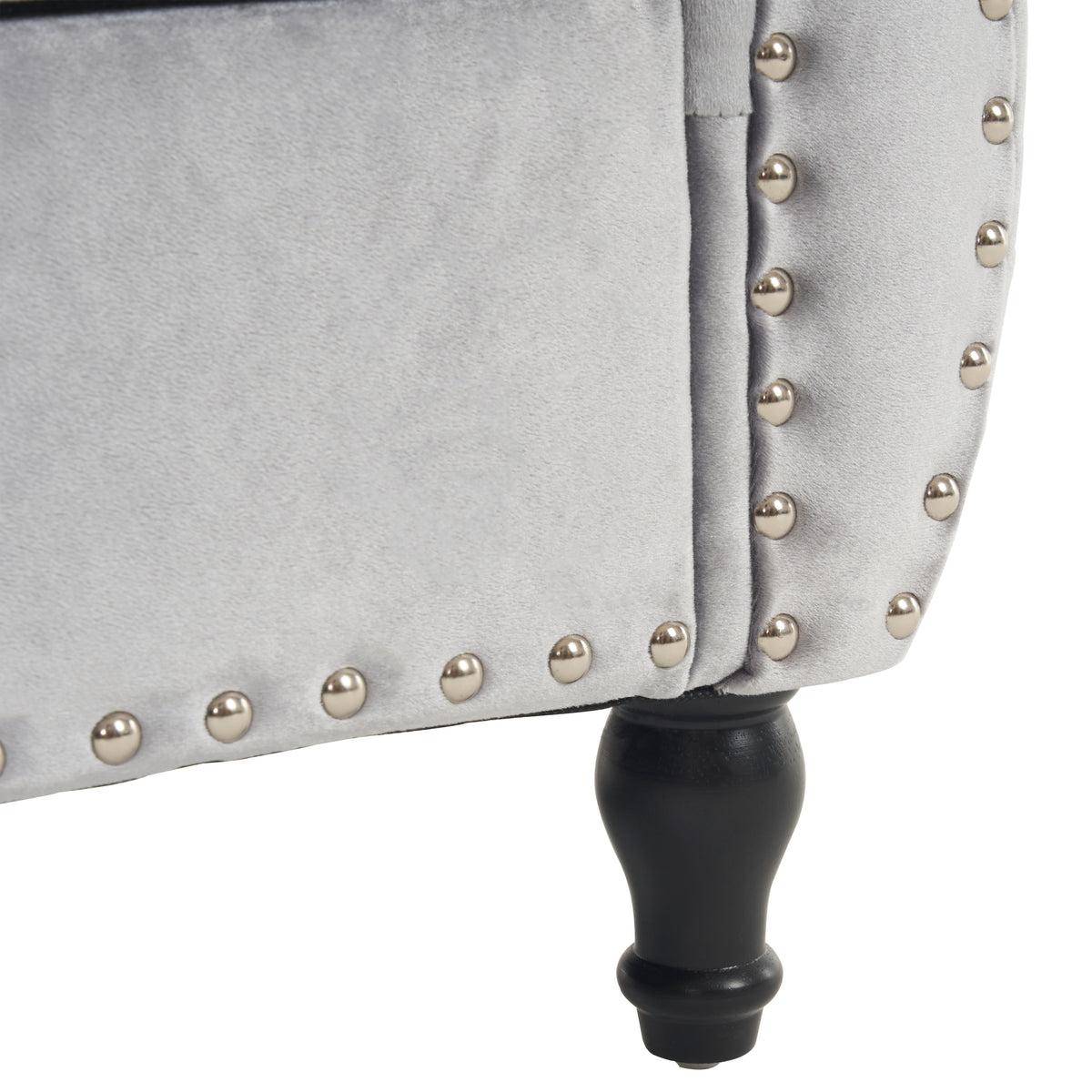 Velvet Storage Ottoman Bench Gray