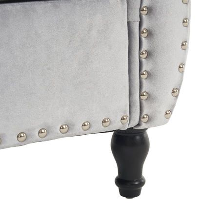 Velvet Storage Ottoman Bench Gray