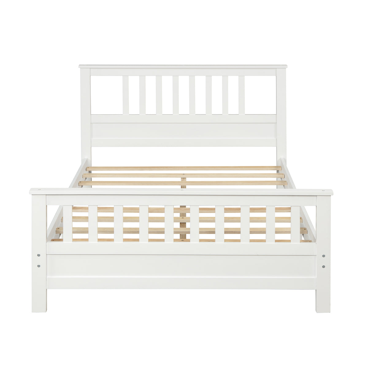Wooden Platform Bed with Footboard White