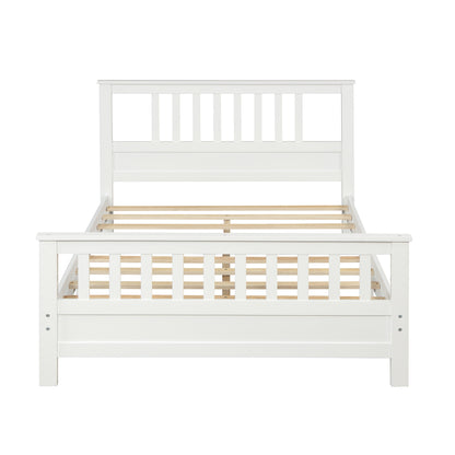 Wooden Platform Bed with Footboard White
