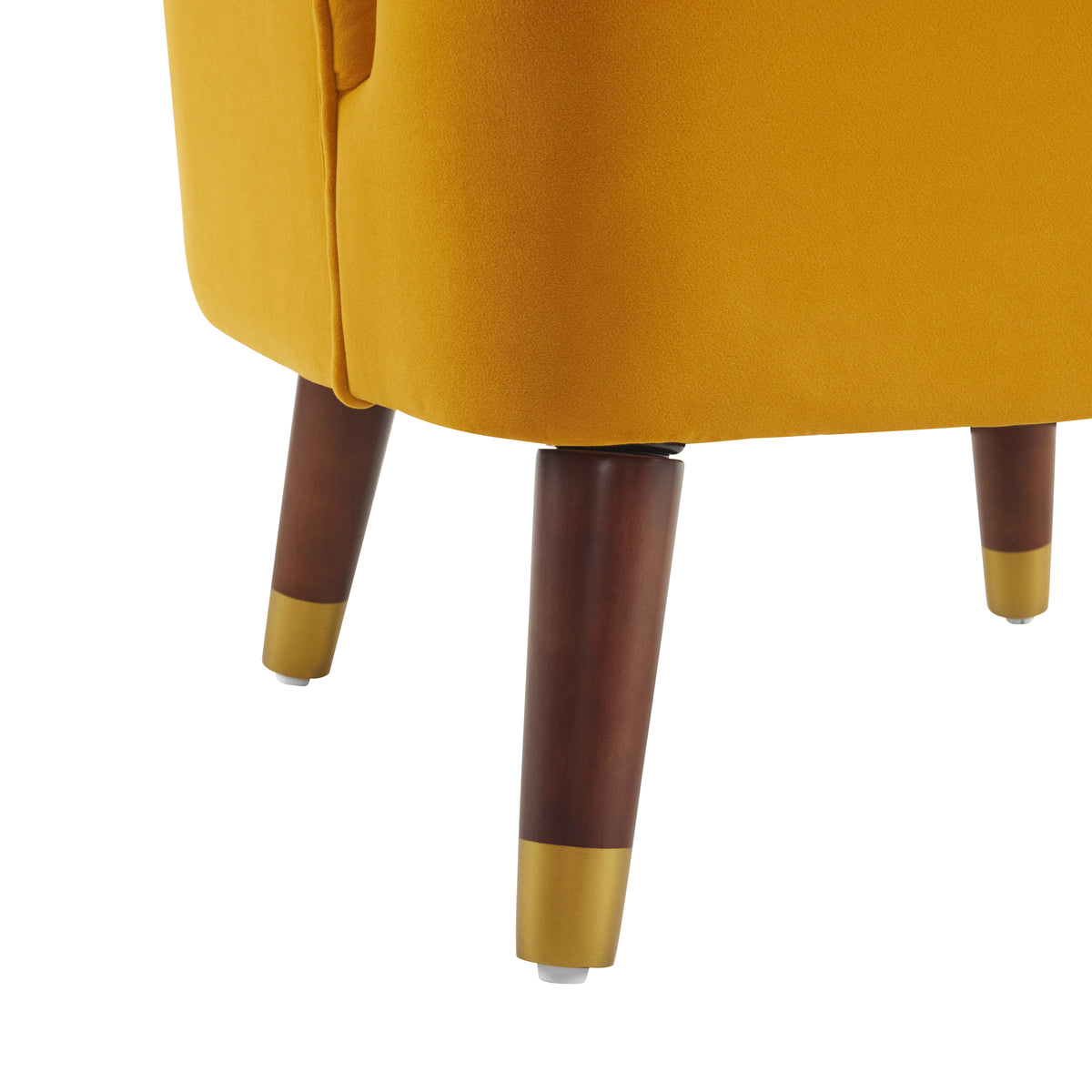 Barrel Accent Chair with Wooden Legs Brown