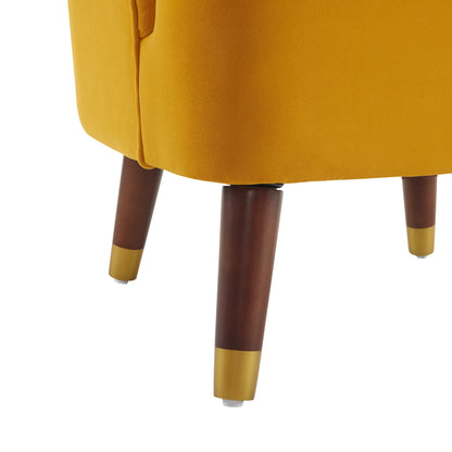 Barrel Accent Chair with Wooden Legs Brown