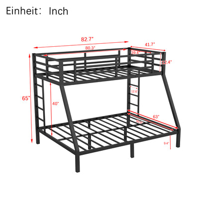 Metal Bunk Bed with Safety Rails Black
