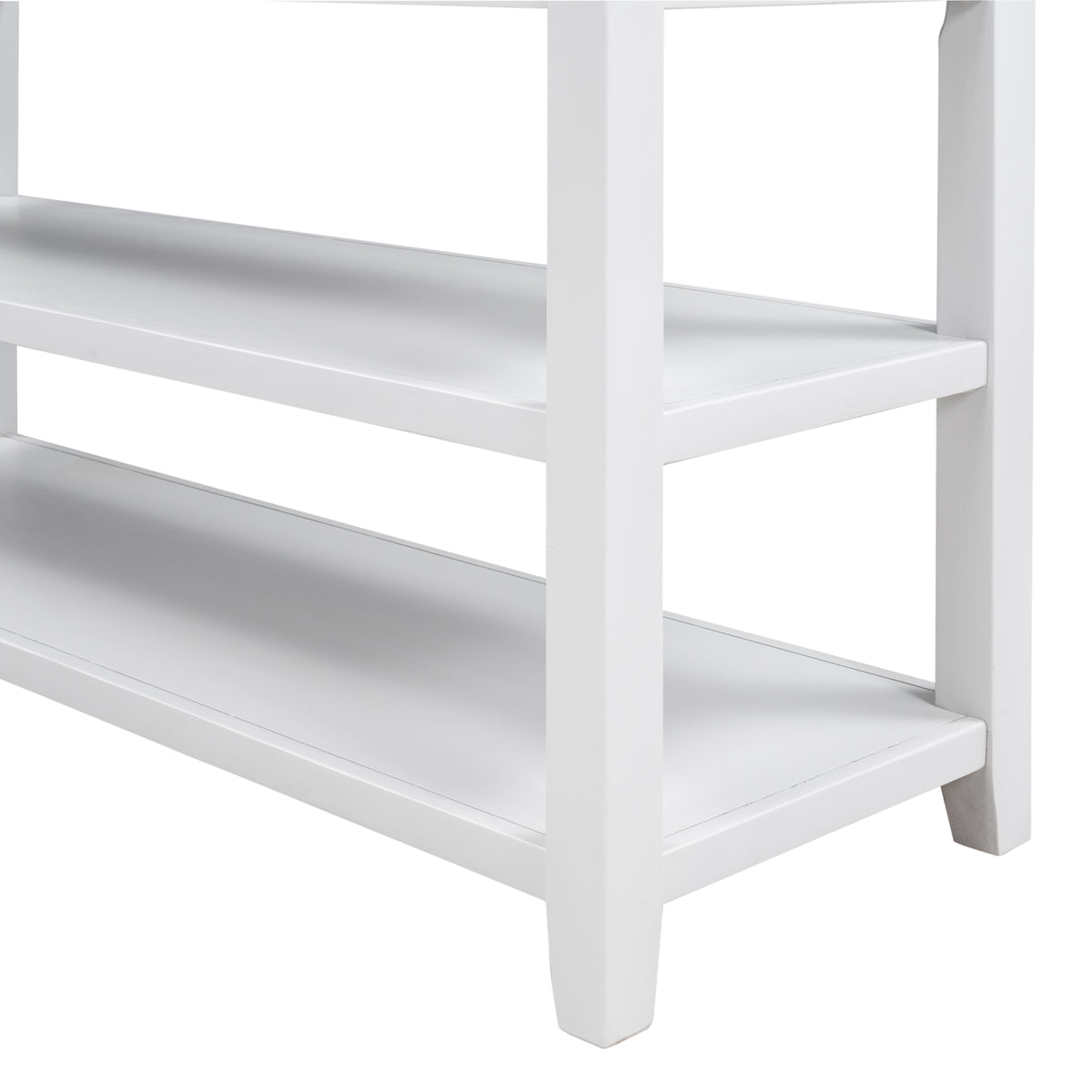 Antique White Console Table – Dual Shelves