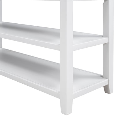 Antique White Console Table – Dual Shelves