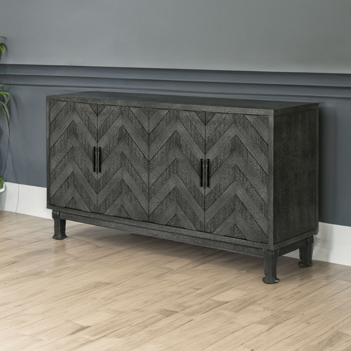 Vintage Lacquered Buffet Cabinet Taupe