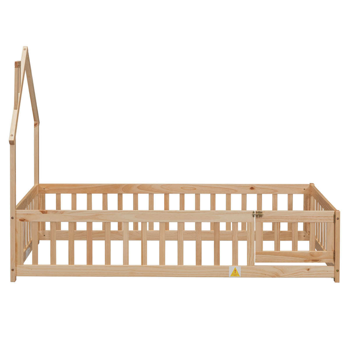 Metal House Floor Bed with Fence – Natural