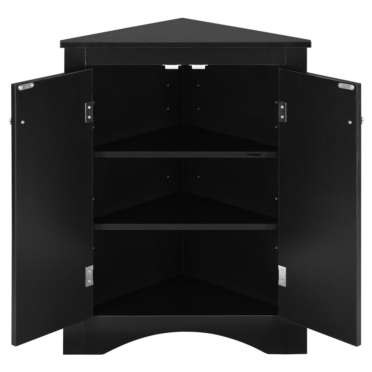 Black Corner Bathroom Cabinet with Shelves