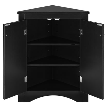 Black Corner Bathroom Cabinet with Shelves