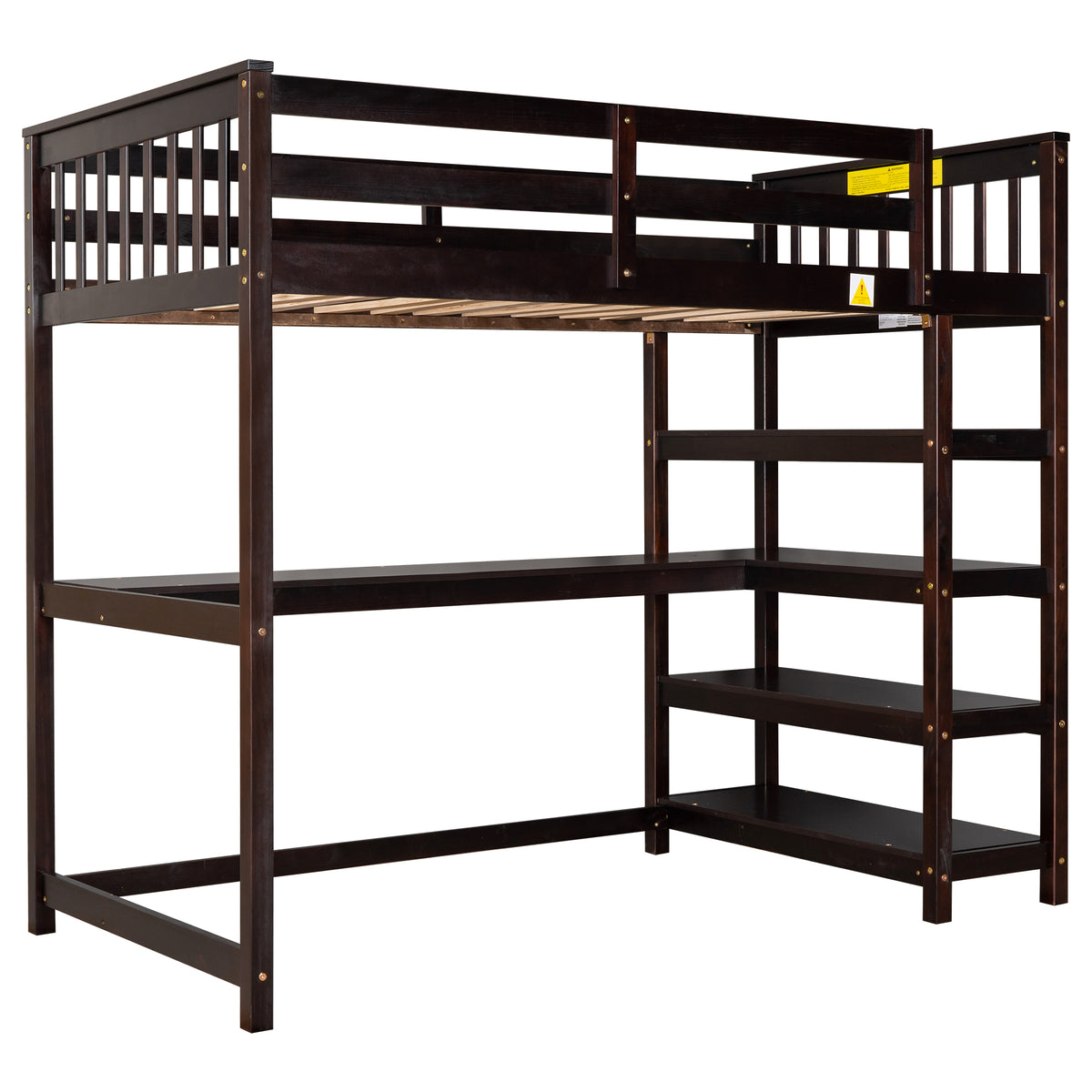 Twin Loft Bed with Storage Espresso Finish