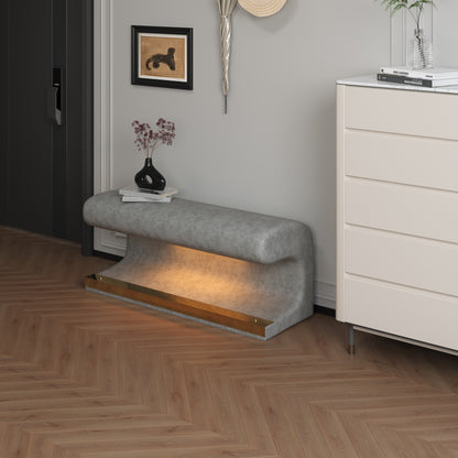 Leather Upholstered LED Entryway Bench – Gray