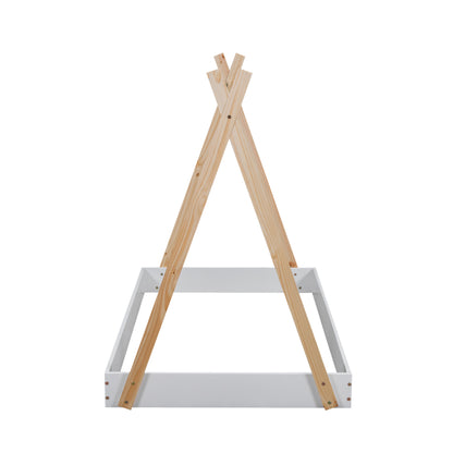 Twin Tent Floor Bed – White Natural Finish