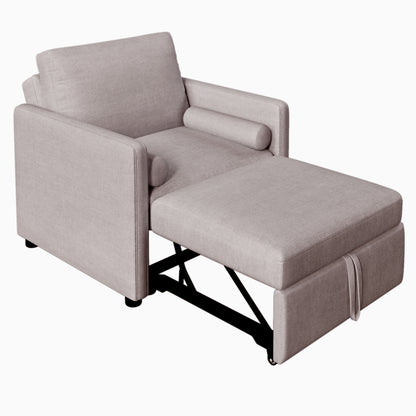 3-in-1 Sleeper Chair Bed Linen Tan