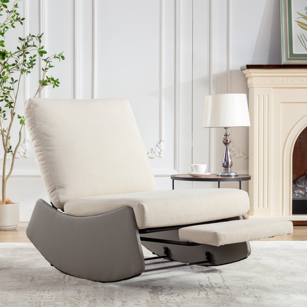 Modern Recliner Chair with Footrest Gray
