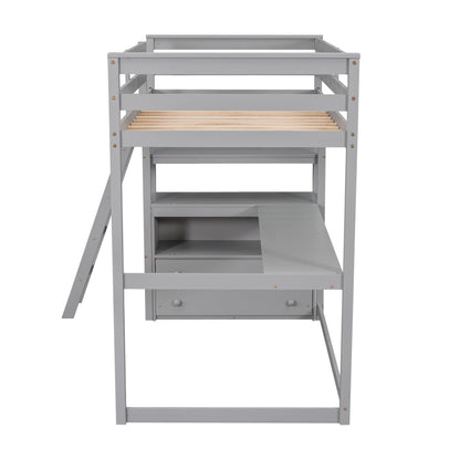 Twin Loft Bed Gray