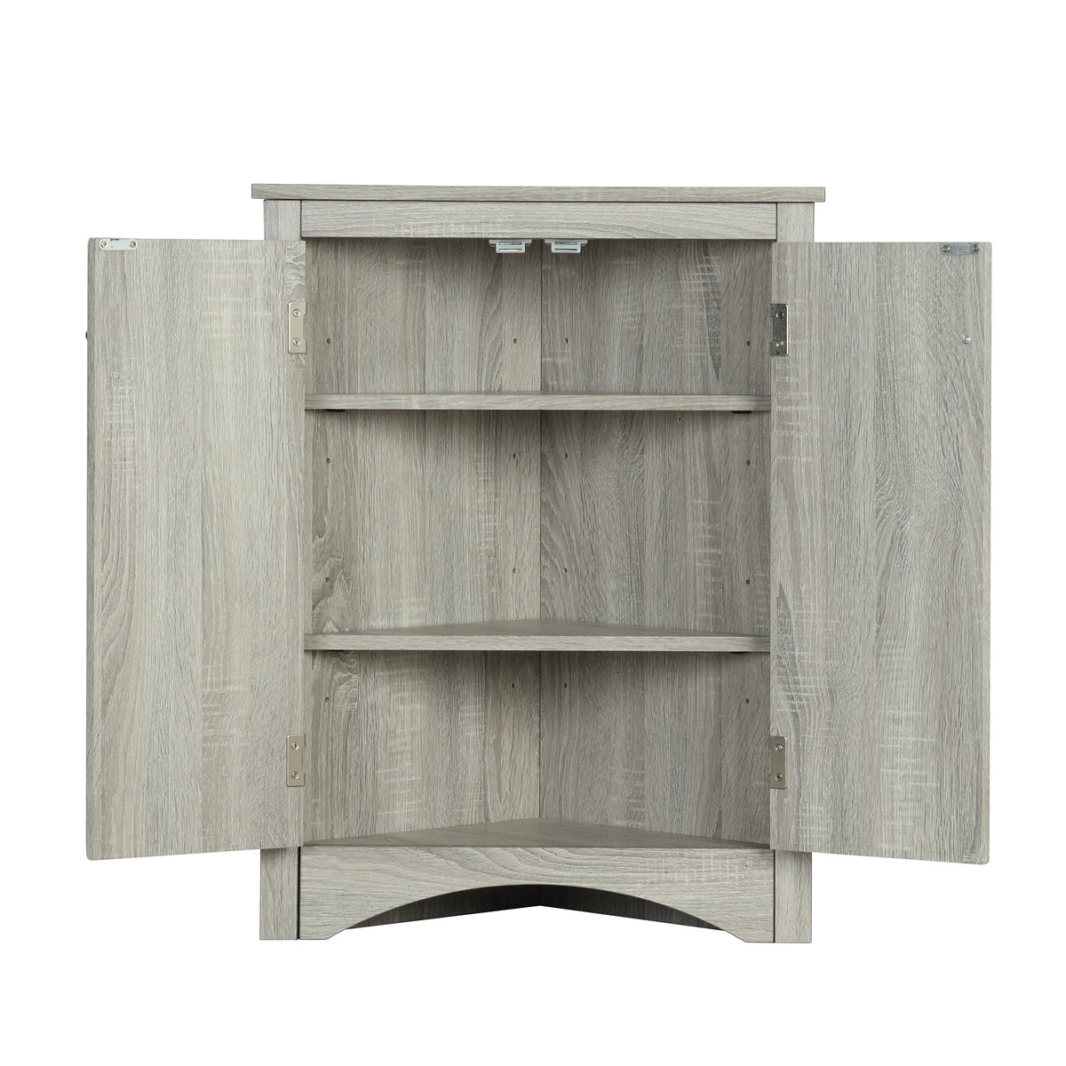 Oak Corner Bathroom Cabinet with Shelves