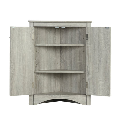 Oak Corner Bathroom Cabinet with Shelves