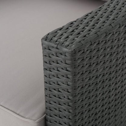 Grey PE Wicker Outdoor Club Chairs – Set of 2 with Cushions