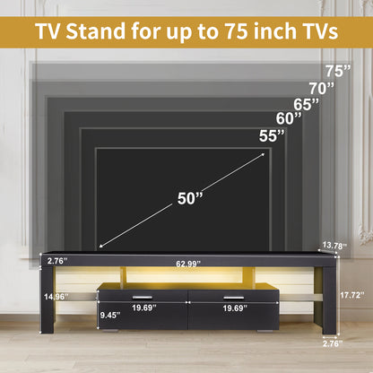 LED TV Stand with Storage White