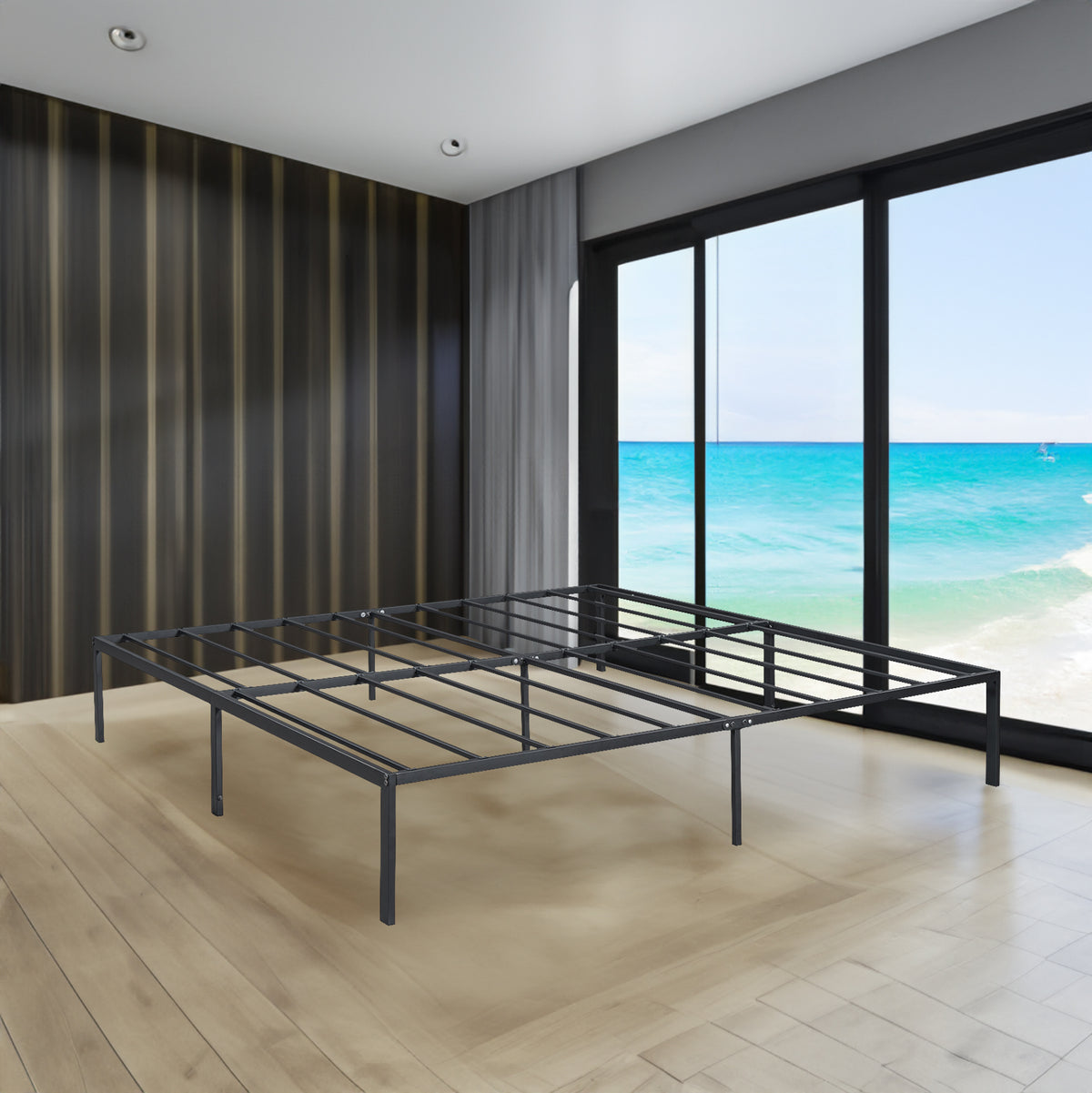 King Size Metal Bed Frame Gray